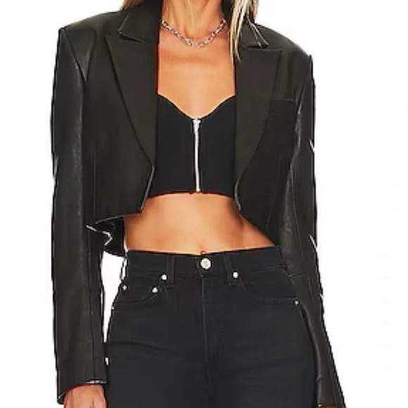 L'Academie Zip Front Corset Crop Top Black XS Like New - Picture 3 of 10